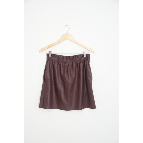 Zara Knit Faux Leather Maroon Skirt Size Medium - Picture 1 of 4
